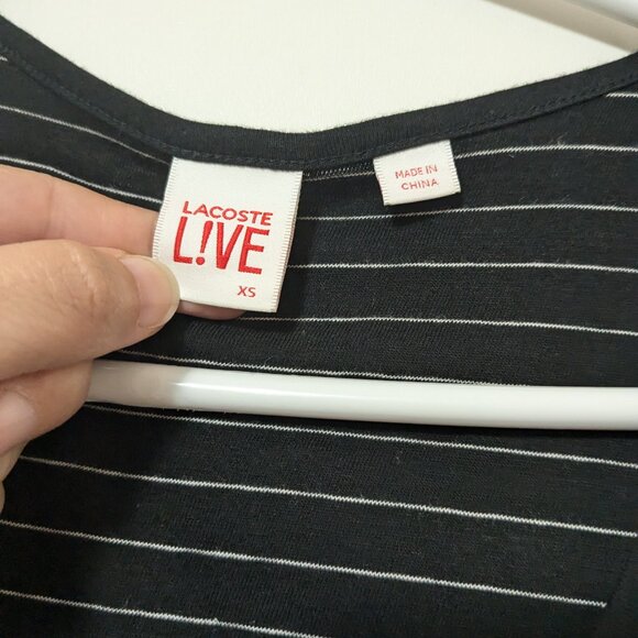 Lacoste L!ve Striped Racerback Maxi Dress Black White Size XS - Picture 3 of 8
